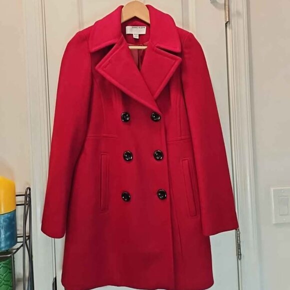 Anne Klein Womens Overcoat Peacoat XXS Red NEW w/o tags - Picture 1 of 12